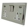 Double Socket with 2 USB chargers - 1 USB for Tablet | Phone Charging and 1 Phone Charging Socket - White Trim 