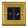 2 Gang Non-Isolated Coaxial TV Socket : Black Insert