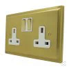 2 Gang 13 Amp Switched Plug Socket : White Insert