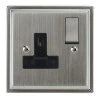 1 Gang 13 Amp Switched Plug Socket : Black Insert