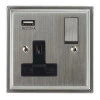 Single Socket with USB charger - Black Trim