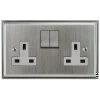 2 Gang 13 Amp Switched Plug Socket : White Insert