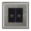 2 Gang Non-Isolated Coaxial TV Socket : Black Insert