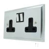 2 Gang 13 Amp Switched Plug Socket : Black Insert