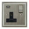 Single Socket with USB charger - Black Trim