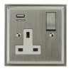 Single Socket with USB charger - White Trim