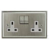 2 Gang 13 Amp Switched Plug Sockets : White Insert