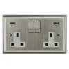 Double Socket with 2 USB chargers - 1 USB for Tablet | Phone Charging and 1 Phone Charging Socket - White Trim 