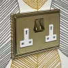 Art Deco Screwless Polished Brass Switched Plug Socket - 1