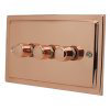 Art Deco Classic Polished Copper Push Light Switch - 3