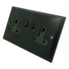 2 Gang - Double socket with on | off switches : Black Trim