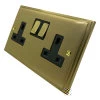 2 Gang - Double socket with on | off switches : Black Trim