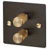 2 Gang 100W 2 Way LED Dimmer (60 - 250W) - Brass Controls