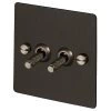 2 Gang 20 Amp 2 Way Toggle (Dolly) Light Switches - Bronze Toggles