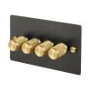 4 Gang 100W 2 Way LED Dimmer (60 - 250W) - Brass Controls