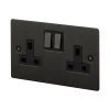 Double 13 Amp Socket - Black Trim