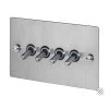 4 Gang 20 Amp 2 Way Toggle (Dolly) Light Switches - Steel Toggles