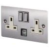 Double 13 Amp Socket with USB Port - White Trim