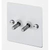 2 Gang 20 Amp 2 Way Toggle (Dolly) Light Switches - Steel Toggles