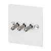 3 Gang 20 Amp 2 Way Toggle (Dolly) Light Switches - Steel Toggles