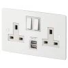 Double 13 Amp Socket with USB Port - White Trim