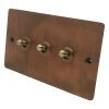 3 Gang 2 Way 10 Amp Dolly Switches - Antique Toggle