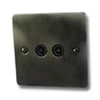 Twin Non Isolated TV | Coaxial Socket - Black Trim