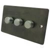 3 Gang 2 Way Push Switch - Stainless Knob