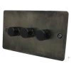 3 Gang 2 Way Push Switch - Black Knob