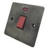 45 Amp Double Pole Switch with Neon - Single Plate - Black Trim