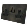 Double 13 Amp Socket - Black Nickel Switch