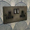 Burnished Flat Burnished Pewter Switched Plug Socket - 5