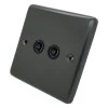 Twin Non Isolated TV | Coaxial Socket - Black Trim