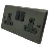 Double 13 Amp Socket - Black Trim