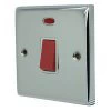 Single Plate - 1 Gang with Neon - Used for shower and cooker circuits. Switches both live and neutral poles : White Trim