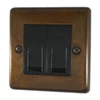 2 Gang Telephone Master Socket - Black Trim