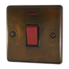 45 Amp Double Pole Switch with Neon - Single Plate - Black Trim