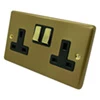 Double 13 Amp Socket - Brass Switches