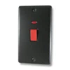 45 Amp Double Pole Switch with Neon - Double Plate - Black Trim