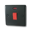 45 Amp Double Pole Switch with Neon - Single Plate - Black Trim