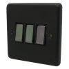 3 Gang 10 Amp 2 Way Light Switches - Black Nickel Switches