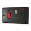 Cooker Control - 45 Amp Double Pole Switch with 13 Amp Plug Socket - Black Nickel
