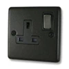 1 Gang - Single 13 Amp Switched Plug Socket - Black Nickell Switch