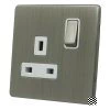 Contemporary Screwless Brushed Nickel Switched Plug Socket - 1