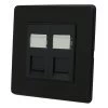 2 Gang RJ45 CAT 6 Socket - Black Trim