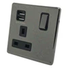 13 Amp Single Socket With 2 USB A Charging Ports - Black Trim