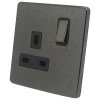 Single 13 Amp Socket - Black Trim