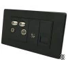 TV | FM Quadplex and Phone Socket - Black Trim