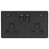 13 Amp Double Socket With 2 usb A Charging Ports - Black Trim