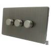 3 Gang 400W 2 Way Dimmer Contemporary Screwless Brushed Nickel Intelligent Dimmer
